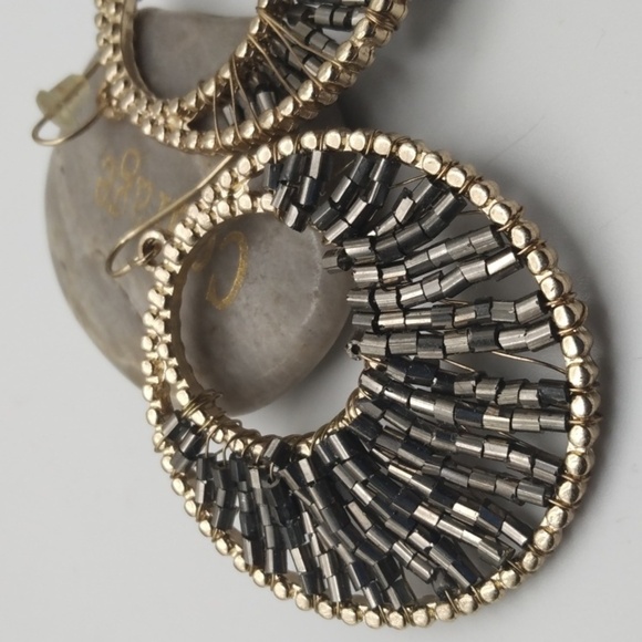 Bohemian wired seed beaded exotic earrings E141‎ - Picture 2 of 4